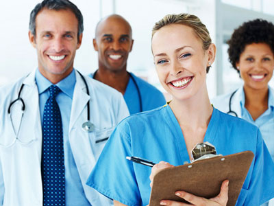  A group of smiling medical professionals