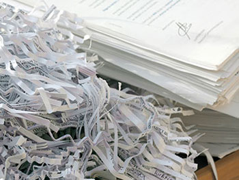 A pile of shredded papers