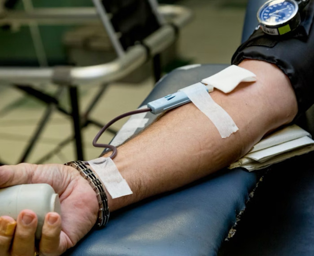 someone giving blood
